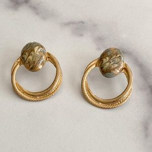 Marbled Door Knocker Earrings